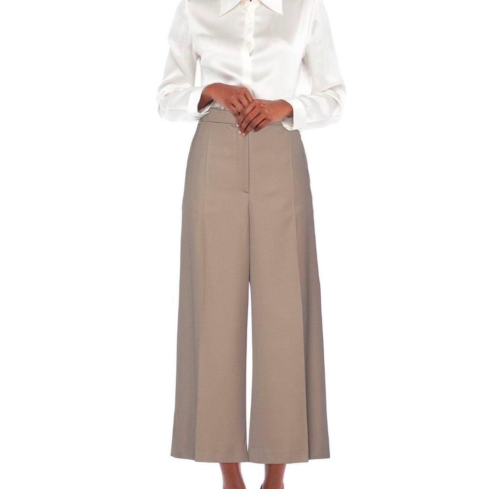 Joseph wool blend Elegant Wide-Leg Pants in sand size 12 / 44